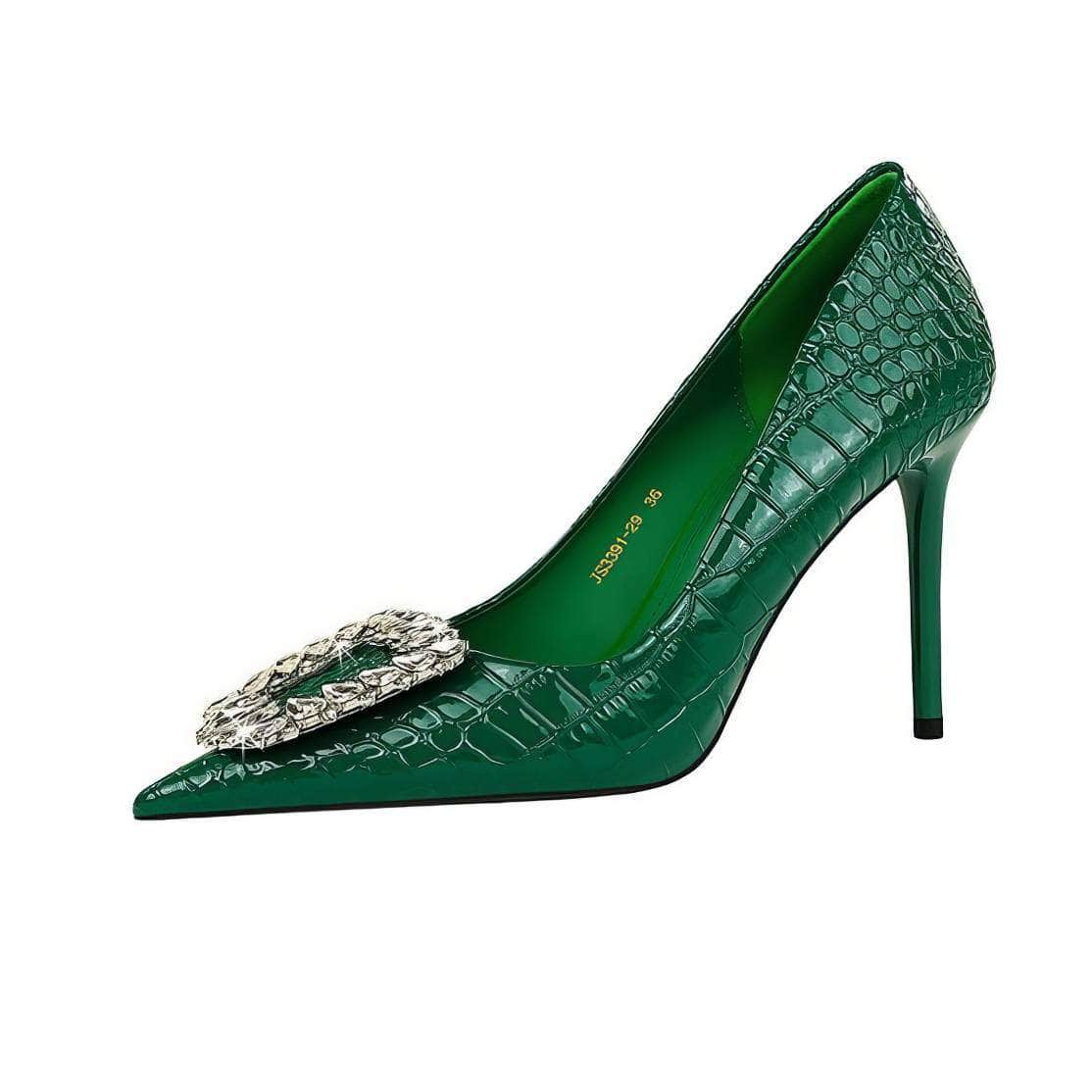 Sparkly Rhinestone Embellished Court Heels EU 33 / Green / 10CM