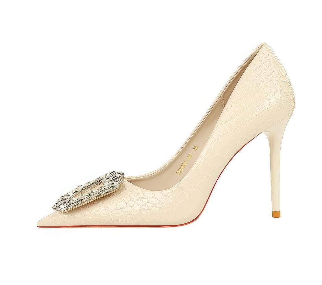 Sparkly Rhinestone Embellished Court Heels EU 33 / White / 10CM