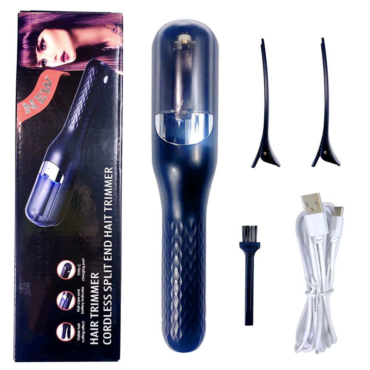 Split Hair Trimmer Hair Split Ends Trimmer Remover Damaged Hair Repair Hair Care Treatment Rechargeable Cordless Hair Cutting black / United States
