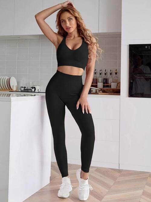 Sport Tank and Leggings Set Black / S