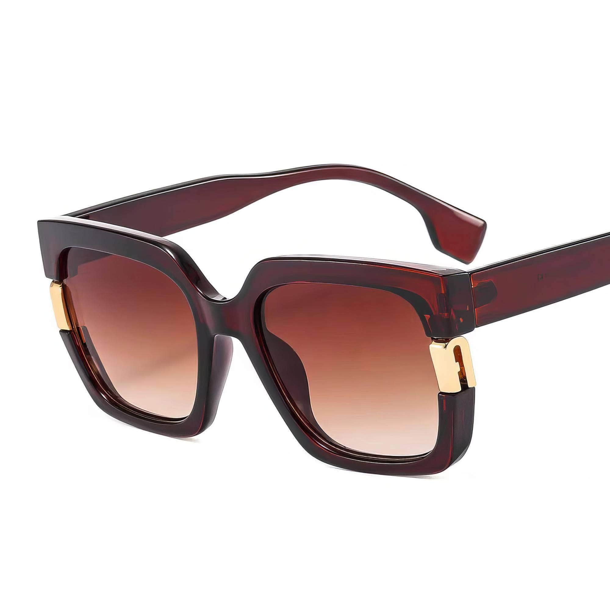 Square Classic Fashion Eyewear Red/Brown / Resin