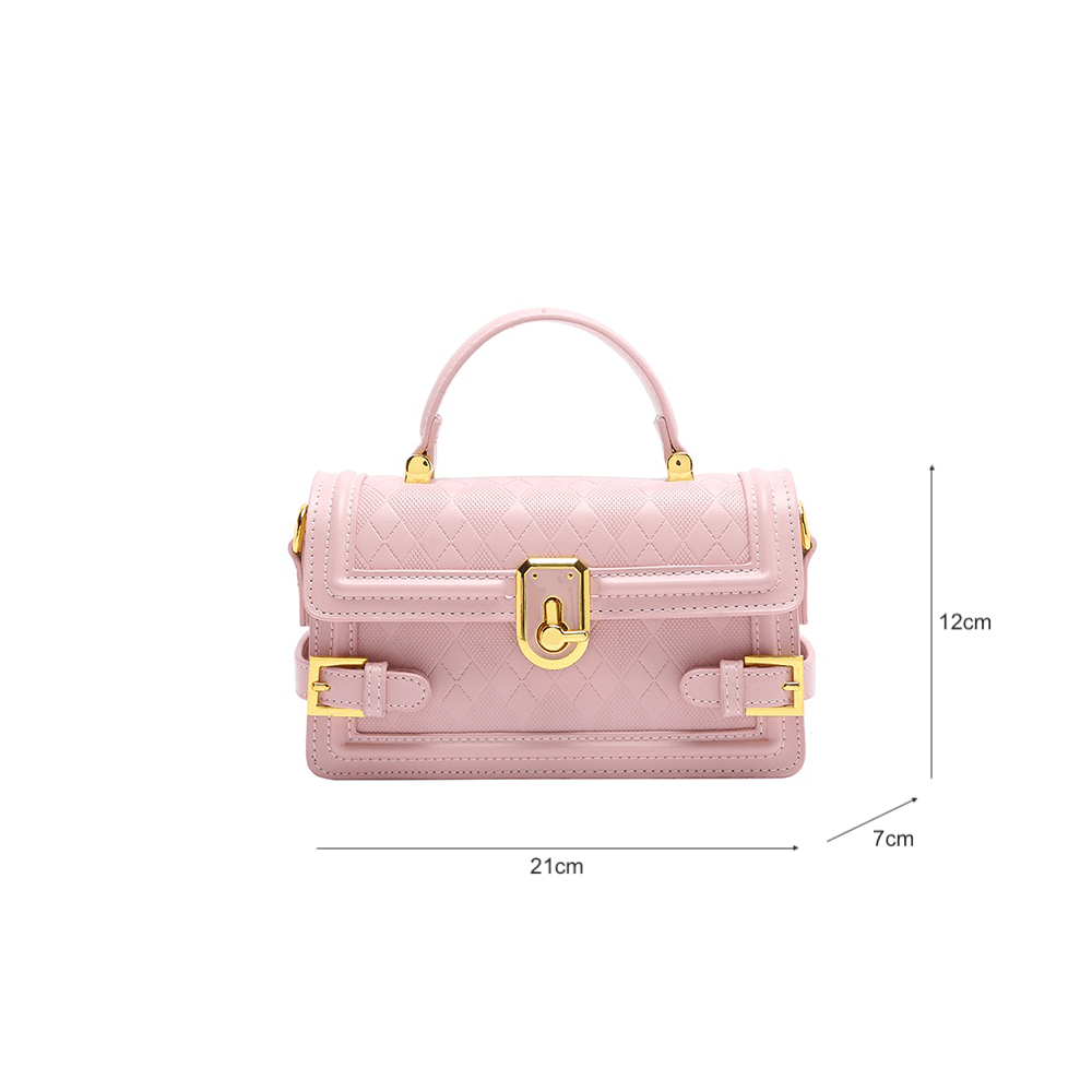 Square Metallic Bag with Lock Embellishment