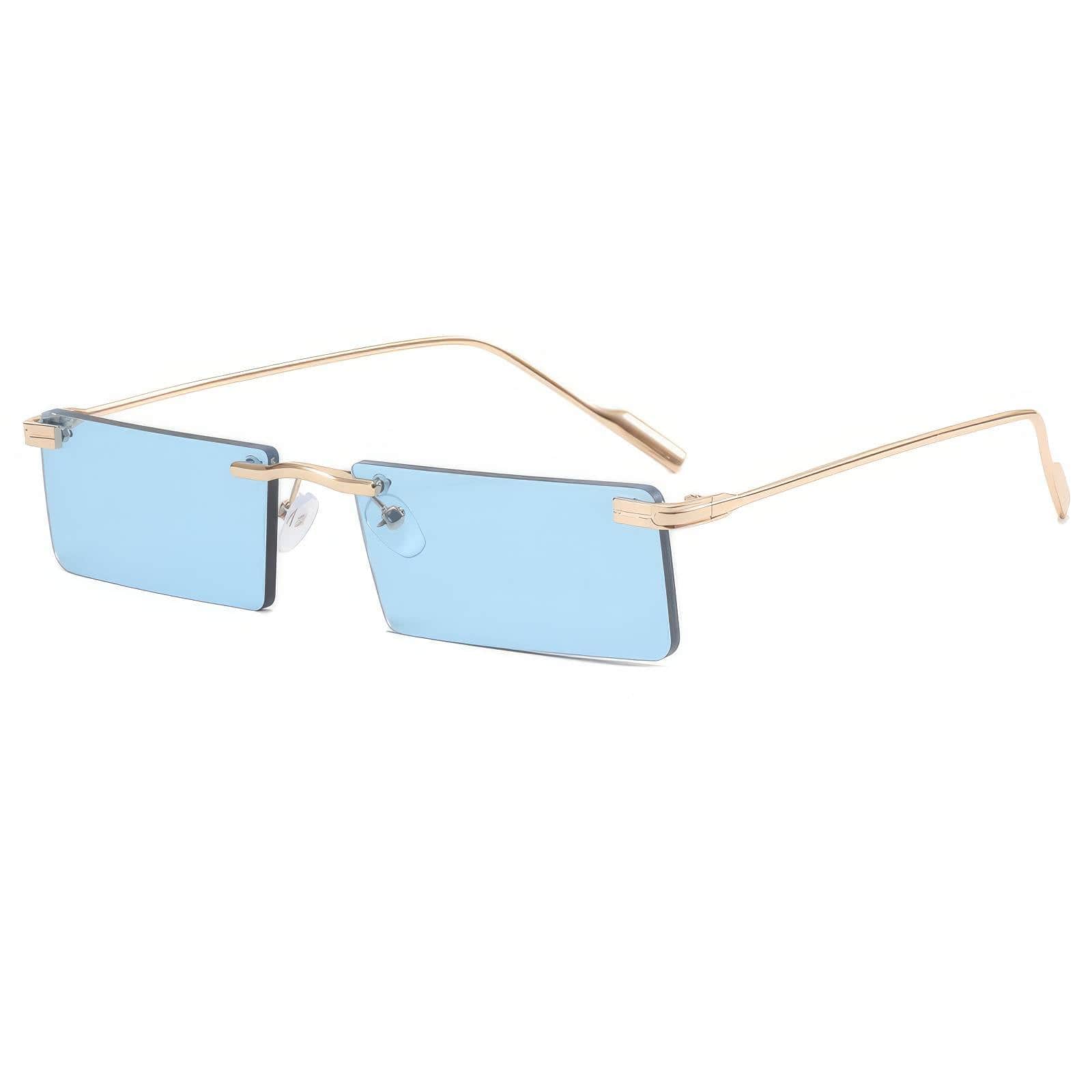 Square Small Eyewear Stylish Frames Light Blue/Gold / Resin
