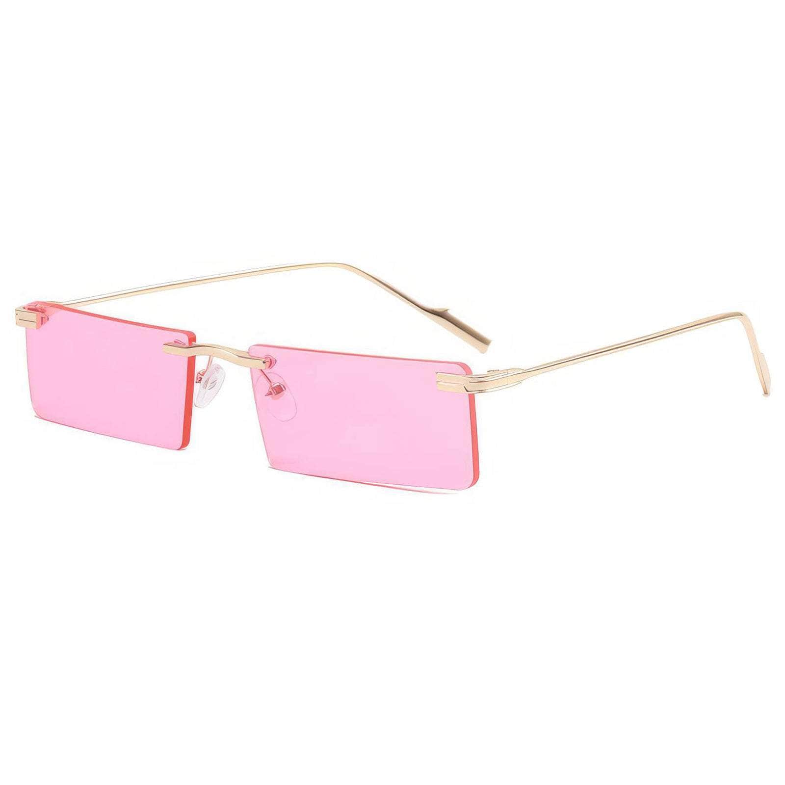 Square Small Eyewear Stylish Frames Pink/Gold / Resin