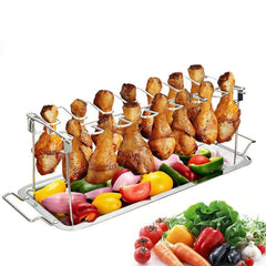 Stainless Steel Chicken Leg Grill Rack - 14 Slot Drumstick Roaster for Oven and Grill