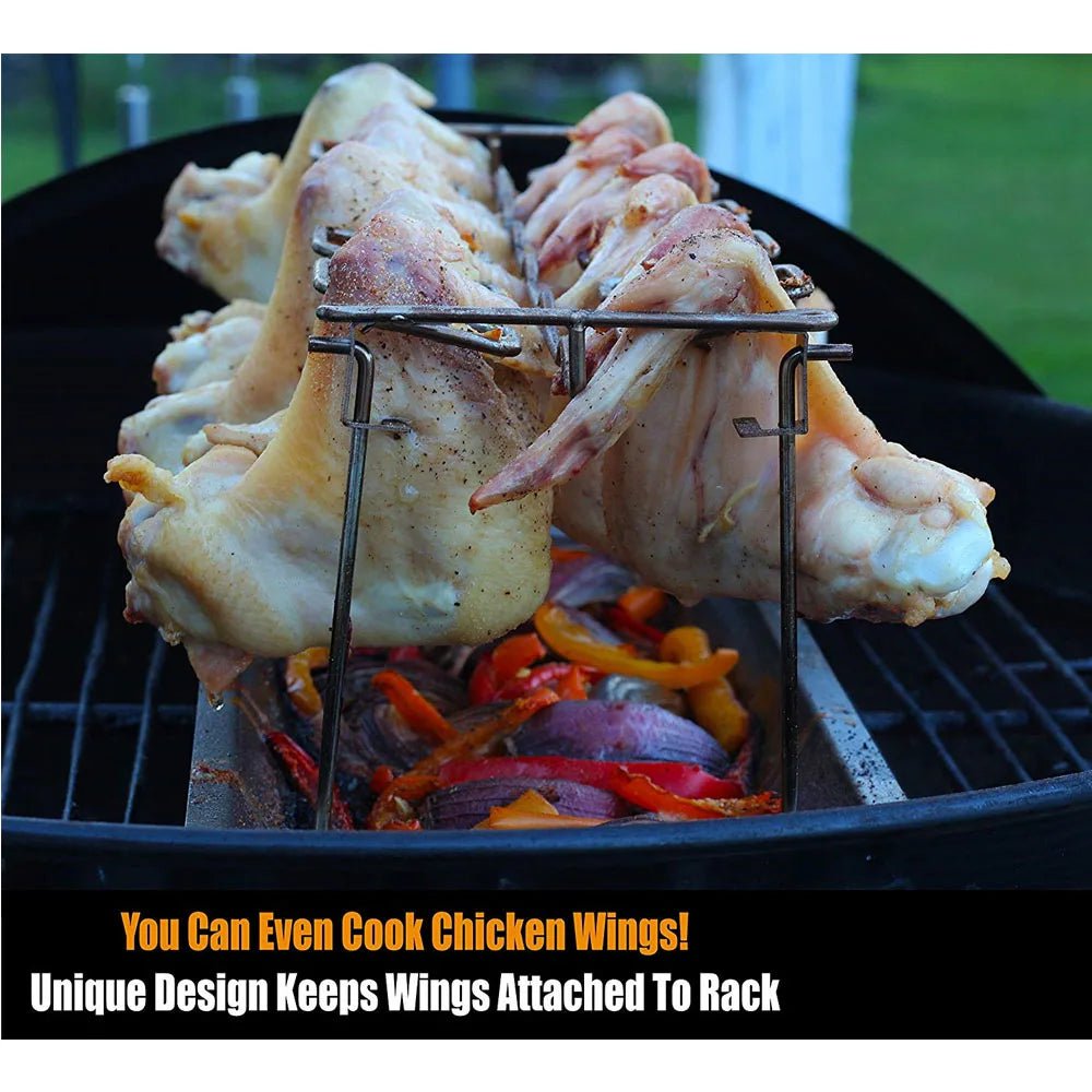 Stainless Steel Chicken Leg Grill Rack - 14 Slot Drumstick Roaster for Oven and Grill