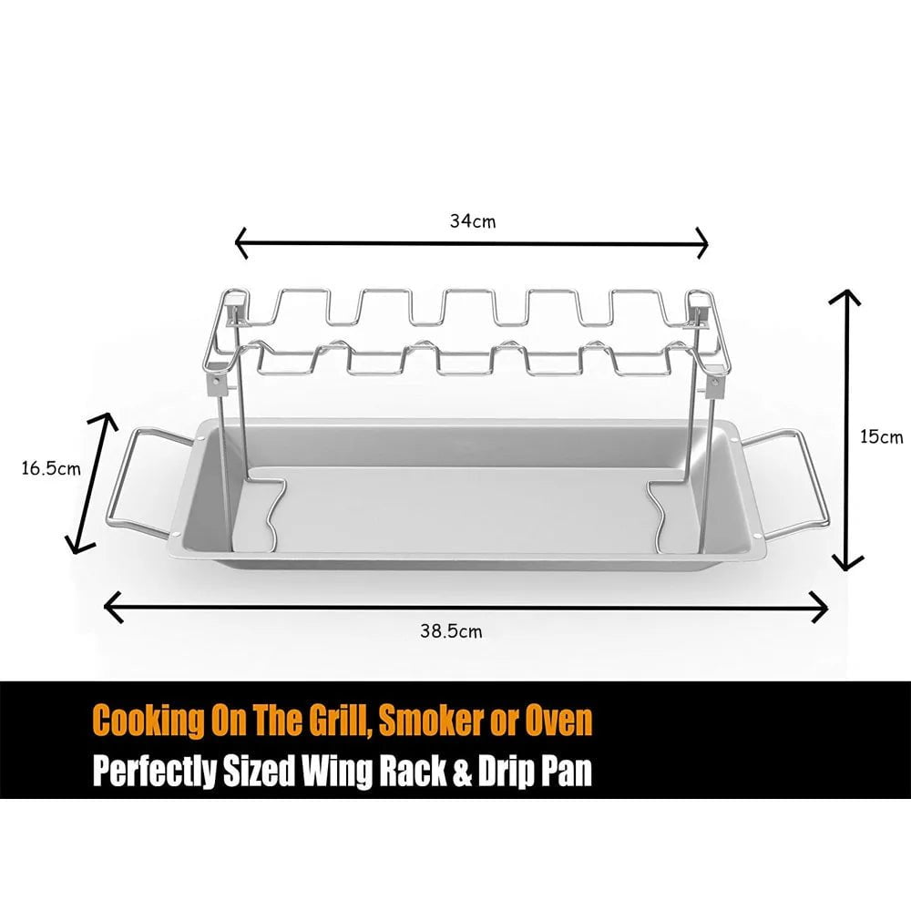 Stainless Steel Chicken Leg Grill Rack - 14 Slot Drumstick Roaster for Oven and Grill