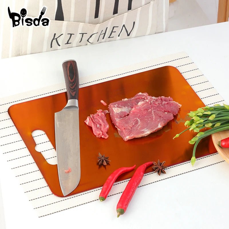 Stainless Steel Chopping Block - Golden Cutting Board for Kneading Flour, Kitchen Tools, Fruit, Vegetable, and Meat