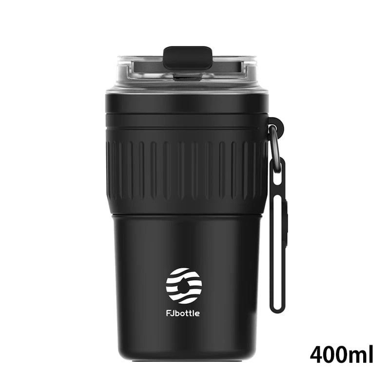 Stainless Steel Coffee Tumbler - Portable Travel Mug with Lifting Rope, Leak-Proof, Non-Slip - 500ml/400ml black / 330-500ml