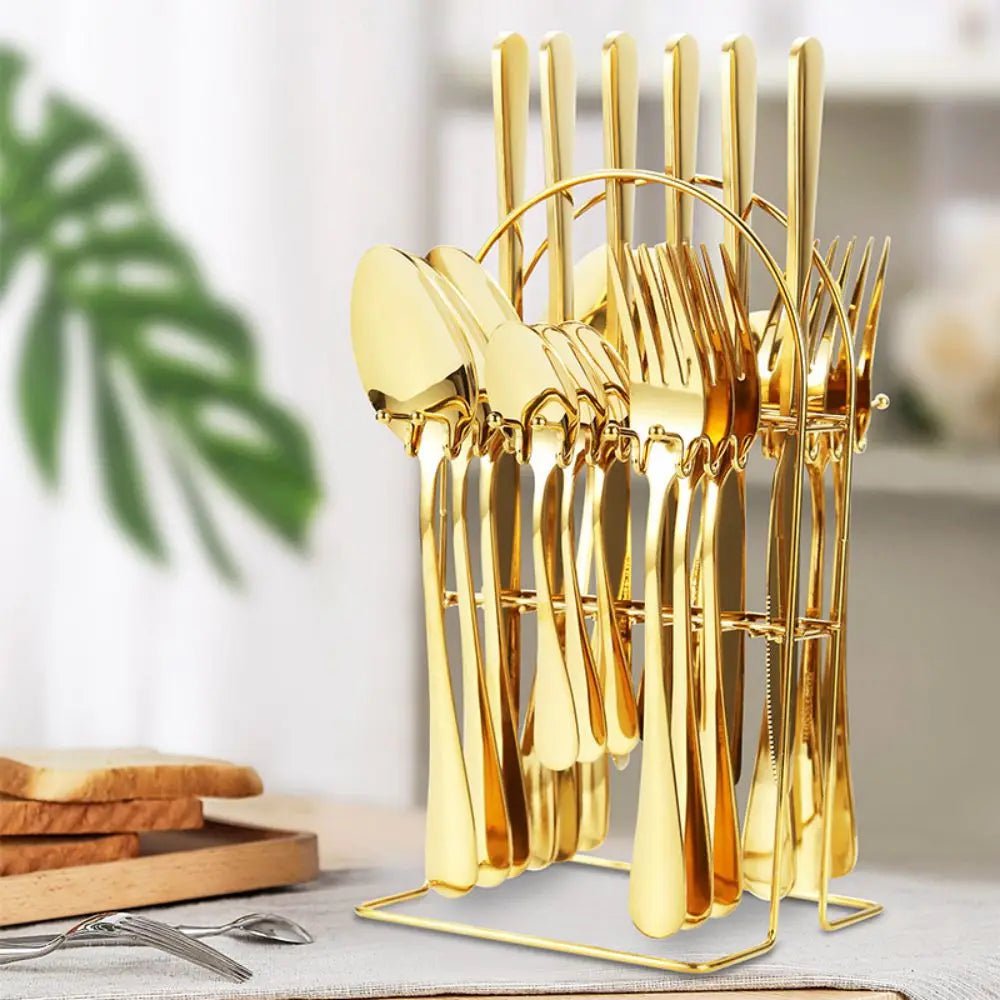 Stainless Steel Cutlery Set: 24pcs with Holder & Gift Box - Ideal Tableware for Every Occasion