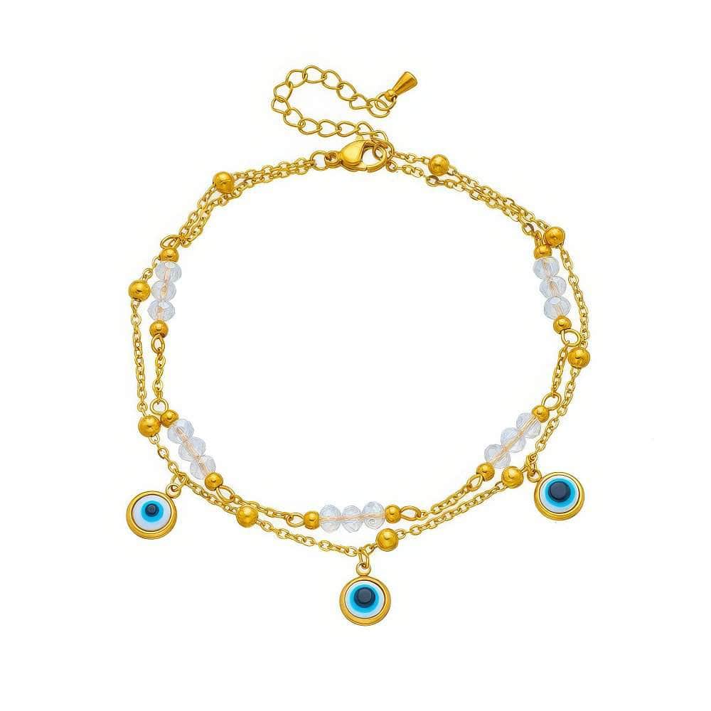 Stainless Steel Double Layer Eyes Anklet B896