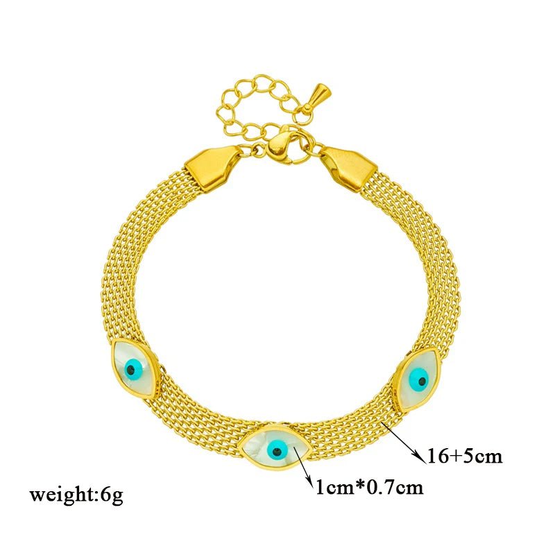Stainless Steel Eye-Shaped Charm Bracelet for Women B739