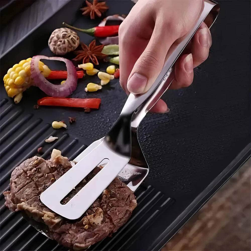 Stainless Steel Frying Fish Shovel: Kitchen Steak & Barbecue Household Food Clip Silver
