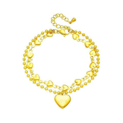 Stainless Steel Gold-Colored Heart "LOVE" Charm Bracelet for Women B726