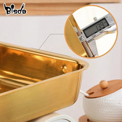Stainless Steel Golden Grilled Fish Tray - Large Capacity Barbecue Dish for Baking