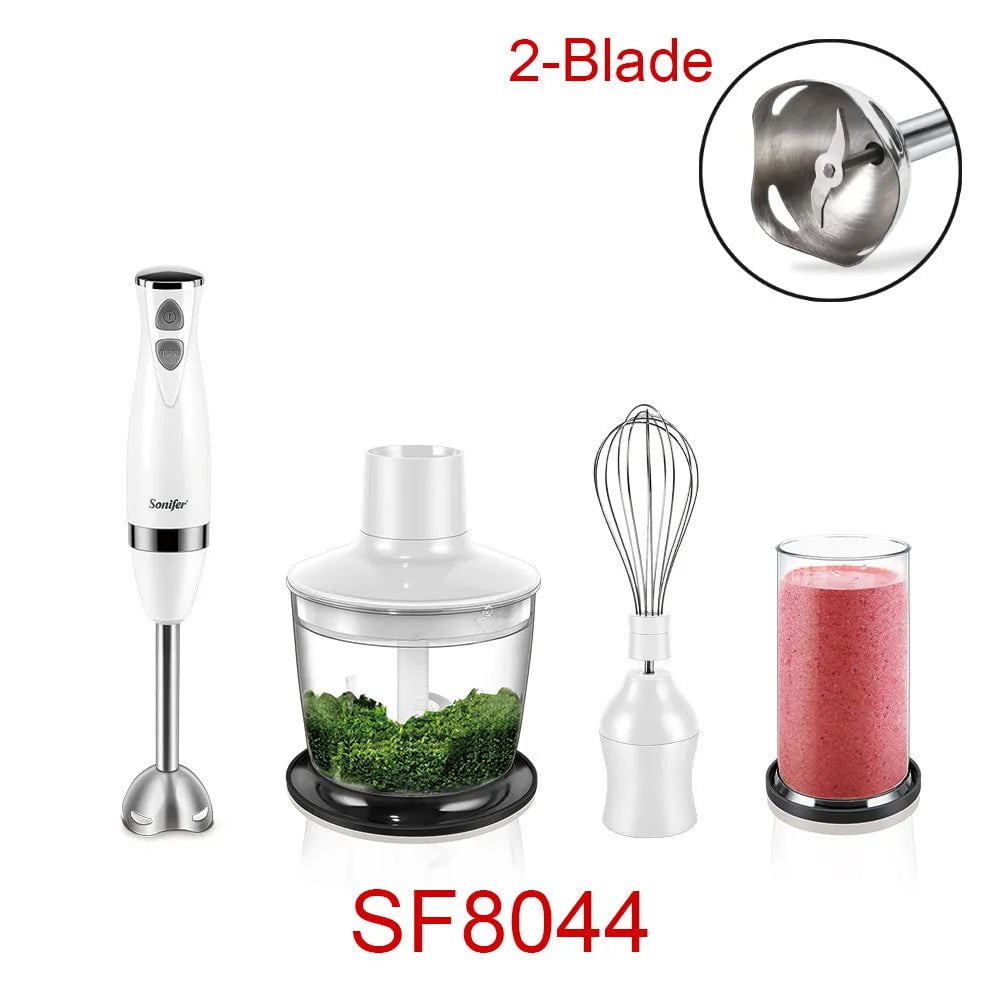 Stainless Steel Hand Blender 3 In 1 Immersion Electric Food Mixer With Bowl Kitchen Vegetable Meat Grinder Chopper Whisk Sonifer White-Blender / EU plug