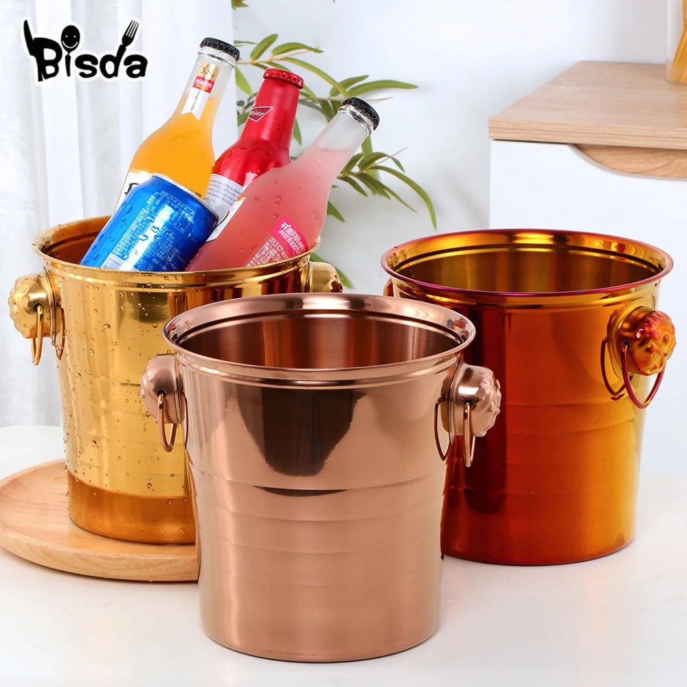 Stainless Steel Ice Champagne Bucket with Lovely Earring Design - Wine Chiller, Bottle Cooler, Beer & Champagne Ice Cube Container