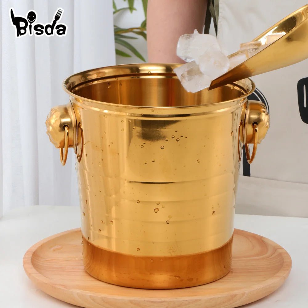 Stainless Steel Ice Champagne Bucket with Lovely Earring Design - Wine Chiller, Bottle Cooler, Beer & Champagne Ice Cube Container