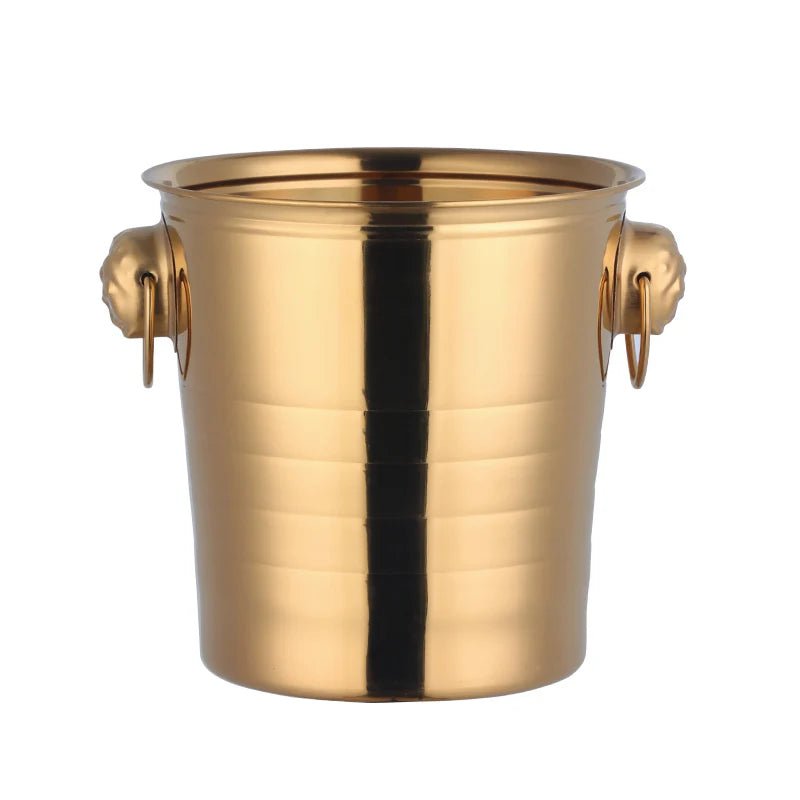 Stainless Steel Ice Champagne Bucket with Lovely Earring Design - Wine Chiller, Bottle Cooler, Beer & Champagne Ice Cube Container Gold