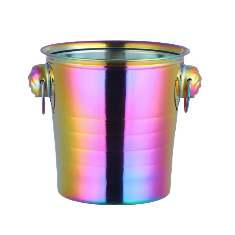 Stainless Steel Ice Champagne Bucket with Lovely Earring Design - Wine Chiller, Bottle Cooler, Beer & Champagne Ice Cube Container Rainbow no.0
