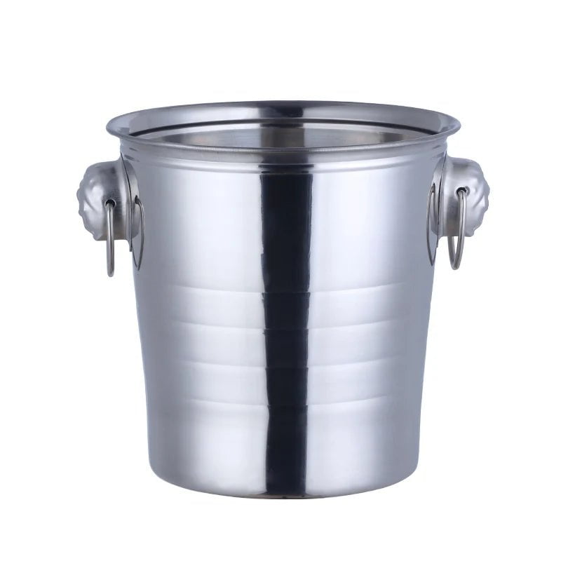 Stainless Steel Ice Champagne Bucket with Lovely Earring Design - Wine Chiller, Bottle Cooler, Beer & Champagne Ice Cube Container Silver