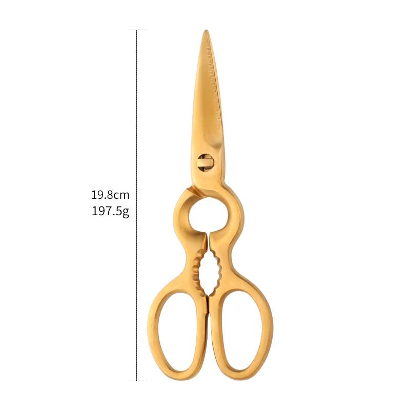 Stainless Steel Kitchen Scissors: Multi-purpose BBQ and Seafood Shears Gold
