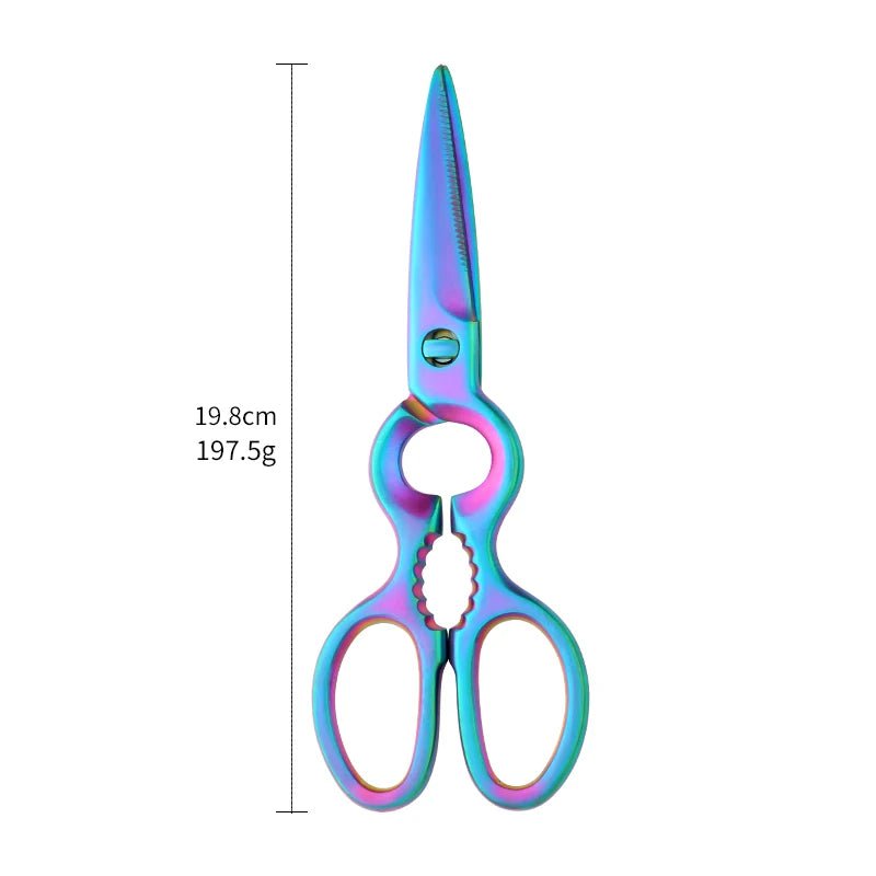 Stainless Steel Kitchen Scissors: Multi-purpose BBQ and Seafood Shears Rainbow no.0