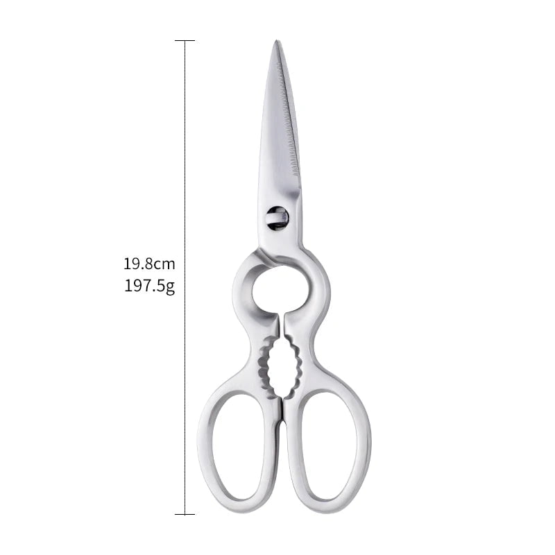 Stainless Steel Kitchen Scissors: Multi-purpose BBQ and Seafood Shears Silver