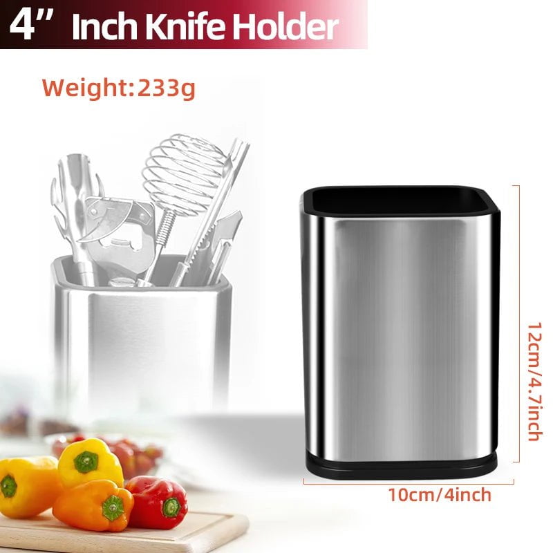 Stainless Steel Knife Stand Holder - High-End Cutlery Storage Block for Kitchen Accessories 4 inch Style B