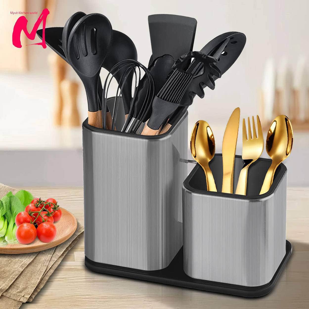 Stainless Steel Knife Stand Holder - High-End Cutlery Storage Block for Kitchen Accessories