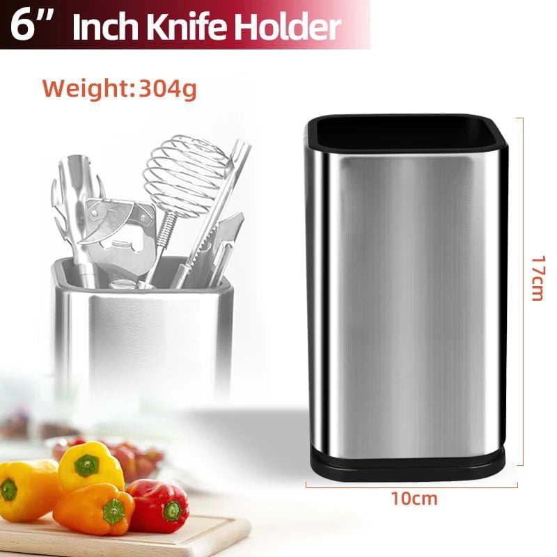 Stainless Steel Knife Stand Holder - High-End Cutlery Storage Block for Kitchen Accessories 6 inch Style B