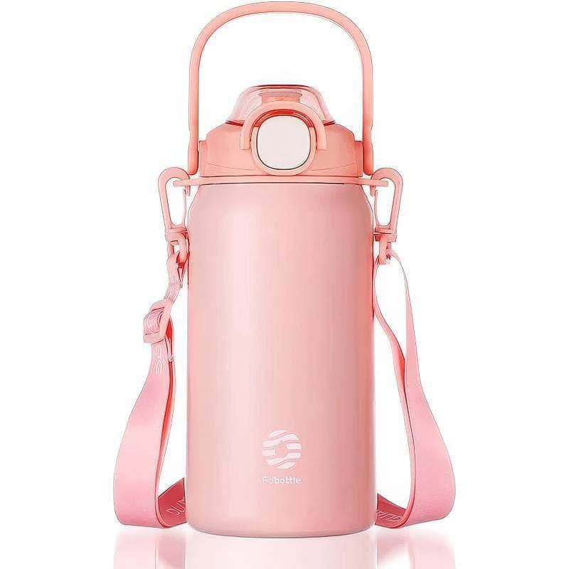 Stainless Steel Large Capacity Thermos Bottle with Straw - Hot & Cold Vacuum Flask for Gym Pink / 1300ml