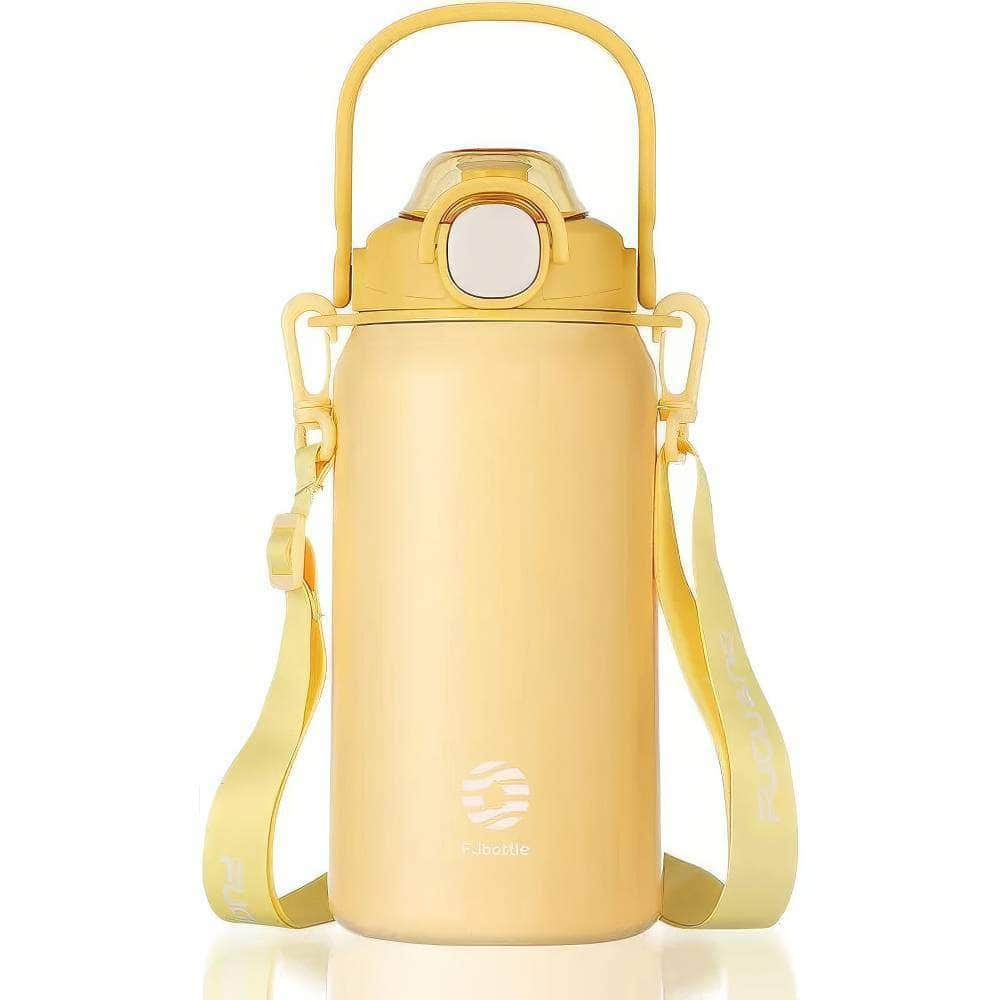 Stainless Steel Large Capacity Thermos Bottle with Straw - Hot & Cold Vacuum Flask for Gym Yellow / 1300ml