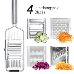 Stainless Steel Manual Vegetable Slicer: Portable Shredder Cutter with Handle, Easy-Clean Grater - Multi-Purpose Home Kitchen Tool