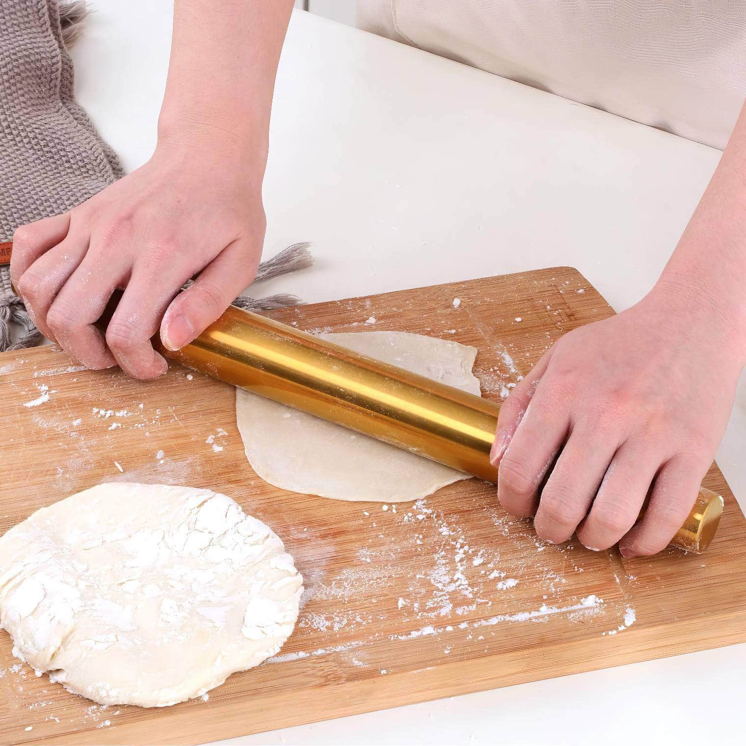 Stainless Steel Matt Sanding Rolling Pin - Non-Stick Kitchen Roller for Baking