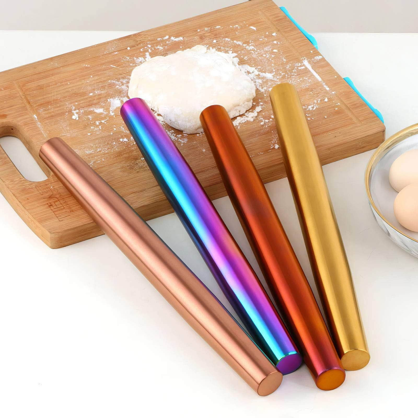 Stainless Steel Matt Sanding Rolling Pin - Non-Stick Kitchen Roller for Baking