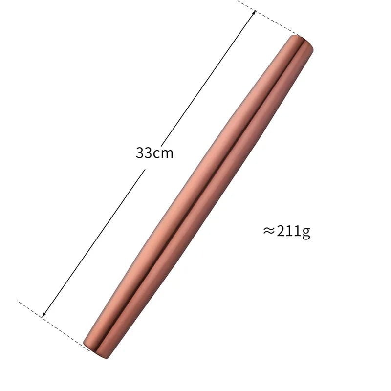 Stainless Steel Matt Sanding Rolling Pin - Non-Stick Kitchen Roller for Baking Rose gold