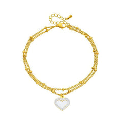 Stainless Steel Multilayer Heart Love Charm Anklets B949