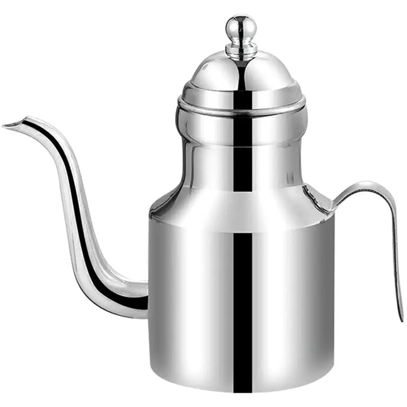 Stainless Steel Olive Oil Bottle - Long Spout Dispenser for Sauces and Seasonings Silver 11Oz