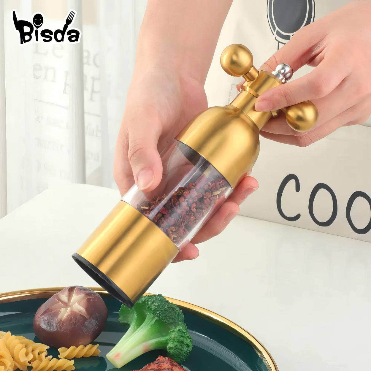 Stainless Steel Salt and Pepper Grinder - Ceramic Spice Mill for Cooking