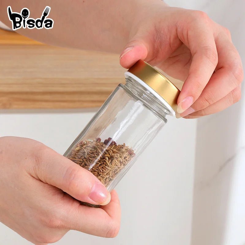 Stainless Steel Seasoning Rack with 12PC Glass Spice Jar Set - Multifunctional Spice Container for Kitchen