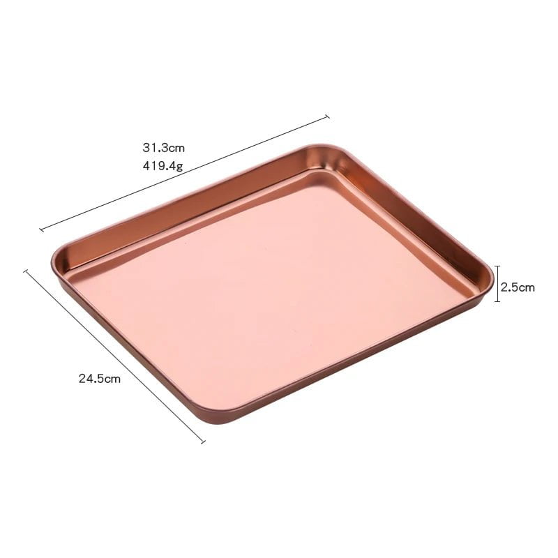 Stainless Steel Storage Tray - Kitchen Organizer & Jewelry Display Rose gold