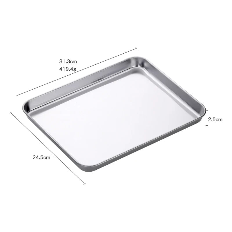 Stainless Steel Storage Tray - Kitchen Organizer & Jewelry Display Silver