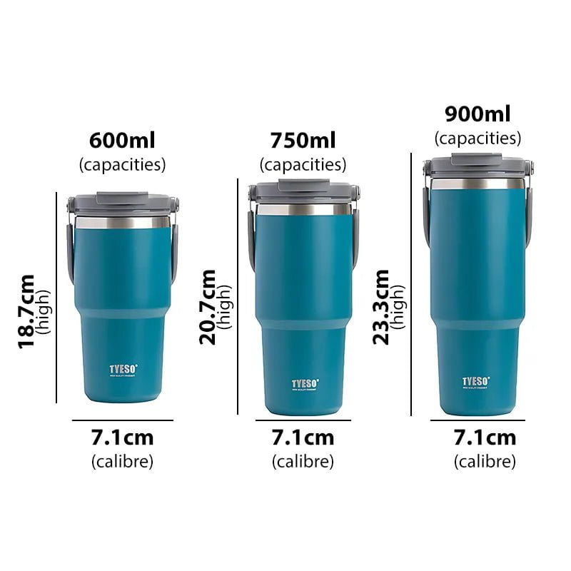 Stainless Steel Thermos Bottle - Tyeso Coffee Cup with Portable Insulation, Cold and Hot Travel Fitness Mug, Leakproof Vacuum Flask