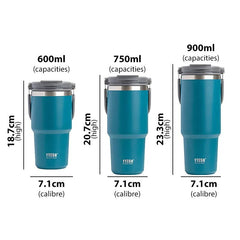 Stainless Steel Thermos Bottle - Tyeso Coffee Cup with Portable Insulation, Cold and Hot Travel Fitness Mug, Leakproof Vacuum Flask