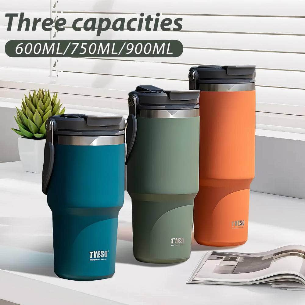 Stainless Steel Thermos Bottle - Tyeso Coffee Cup with Portable Insulation, Cold and Hot Travel Fitness Mug, Leakproof Vacuum Flask