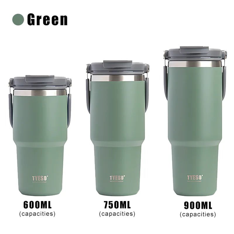 Stainless Steel Thermos Bottle - Tyeso Coffee Cup with Portable Insulation, Cold and Hot Travel Fitness Mug, Leakproof Vacuum Flask Green-1pcs / 600ml