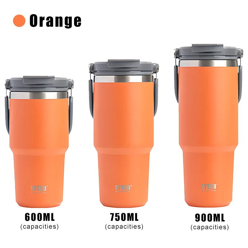 Stainless Steel Thermos Bottle - Tyeso Coffee Cup with Portable Insulation, Cold and Hot Travel Fitness Mug, Leakproof Vacuum Flask Orange-1pcs / 600ml