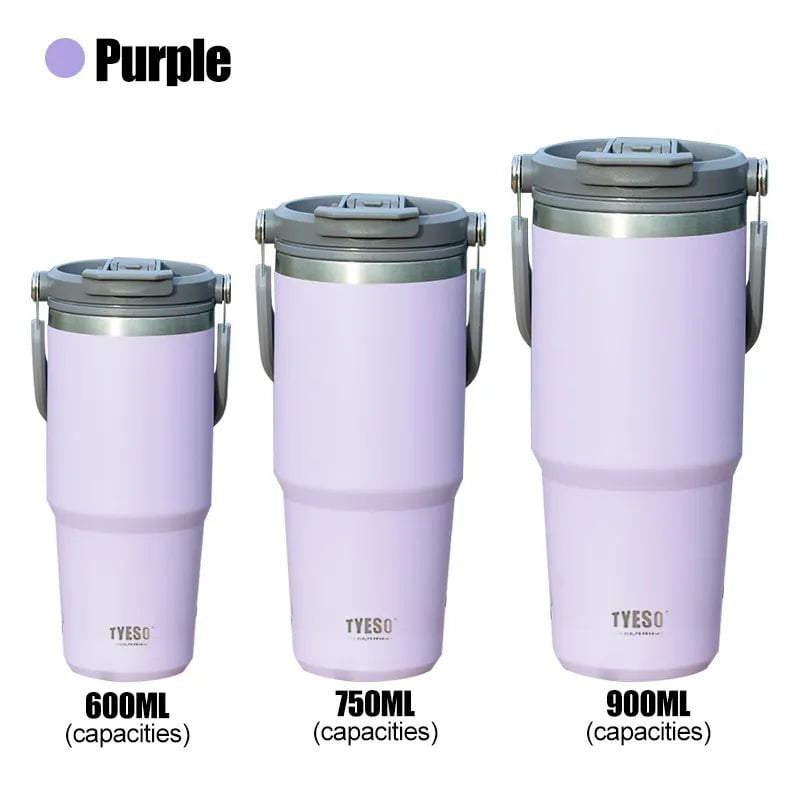 Stainless Steel Thermos Bottle - Tyeso Coffee Cup with Portable Insulation, Cold and Hot Travel Fitness Mug, Leakproof Vacuum Flask Purple-1pcs / 600ml