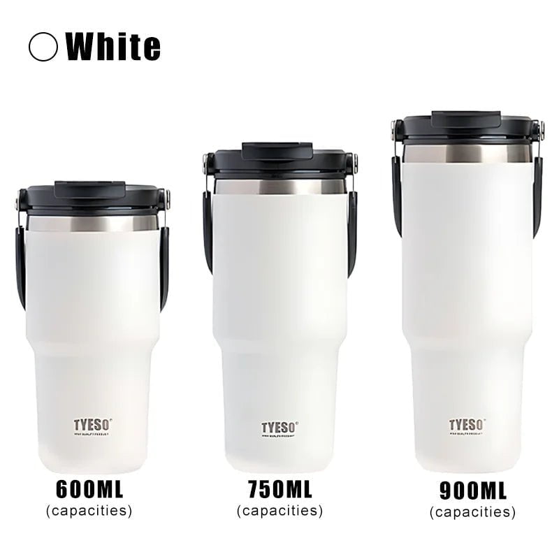 Stainless Steel Thermos Bottle - Tyeso Coffee Cup with Portable Insulation, Cold and Hot Travel Fitness Mug, Leakproof Vacuum Flask White-1pcs / 600ml